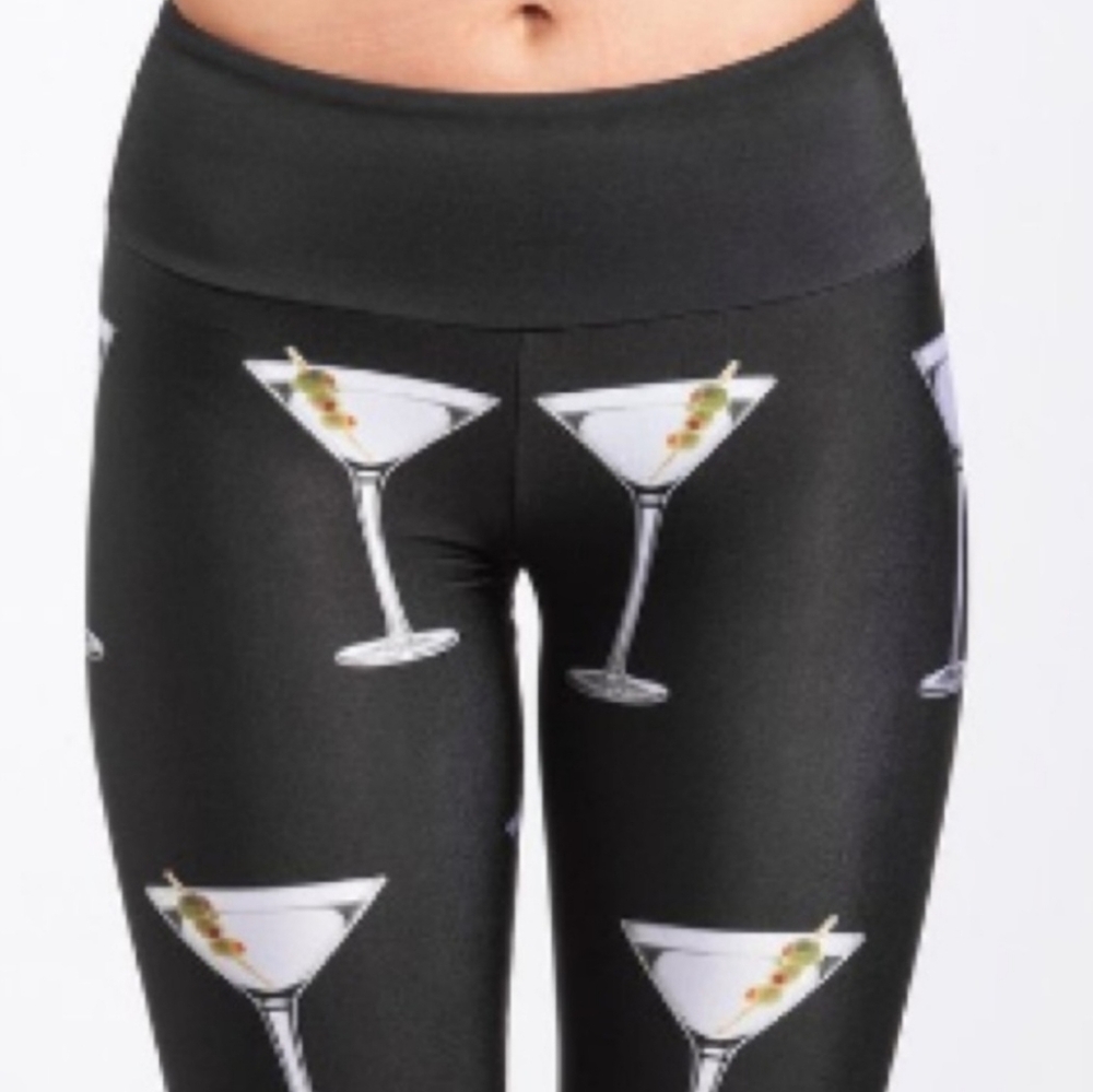 Goldsheep martini glass leggings yoga pants Size Small Black